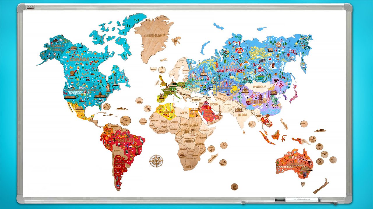 Assemble A Colorful Wooden World Map || Art & Craft