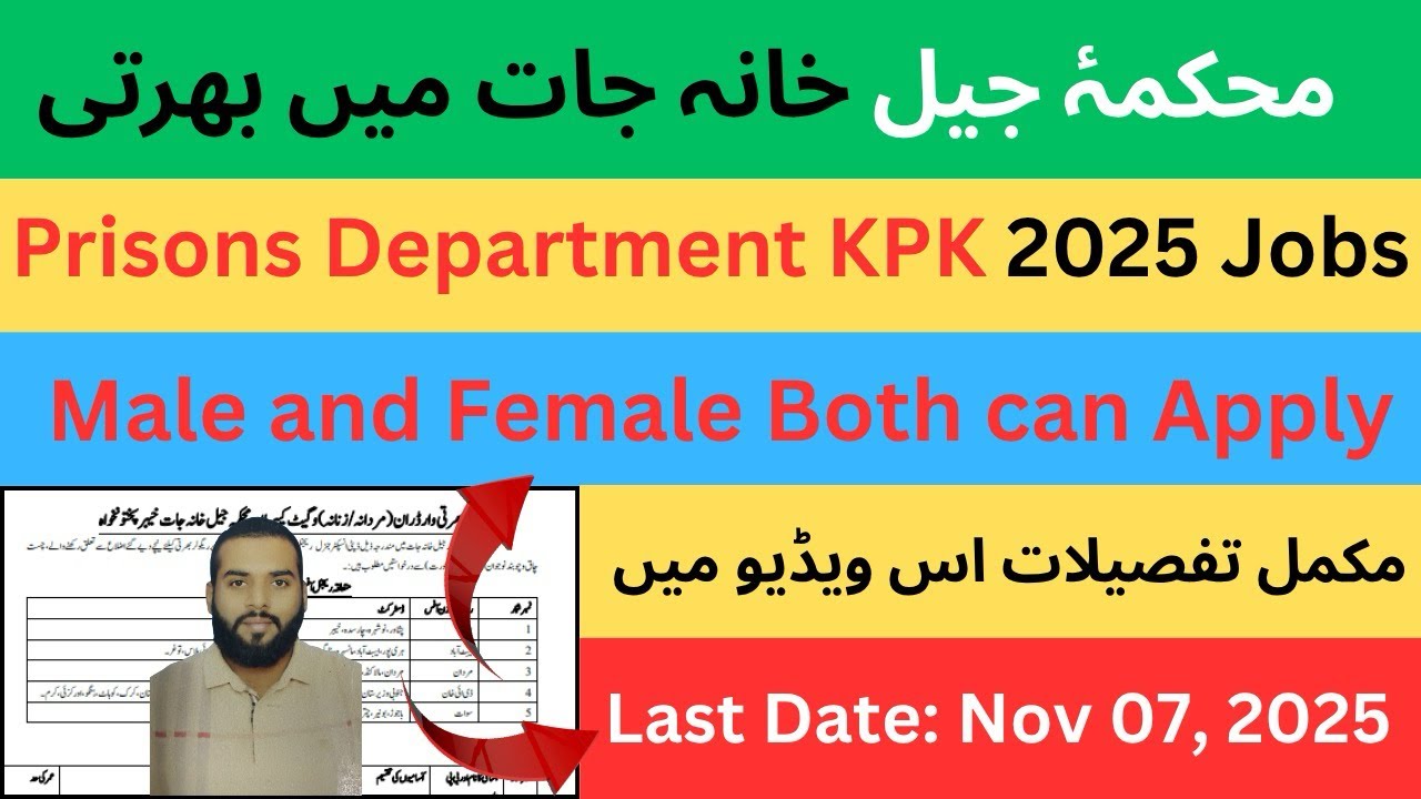 Prisons Department KPK 2025 Jobs | Male & Female Both Can Apply | Full Apply Process & Details