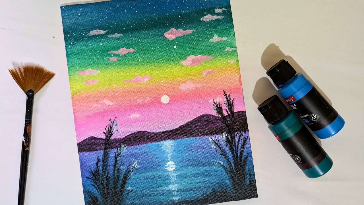 How to Paint Sunset Scenery | Acrylic Painting| Step-by-step Tutorial 
