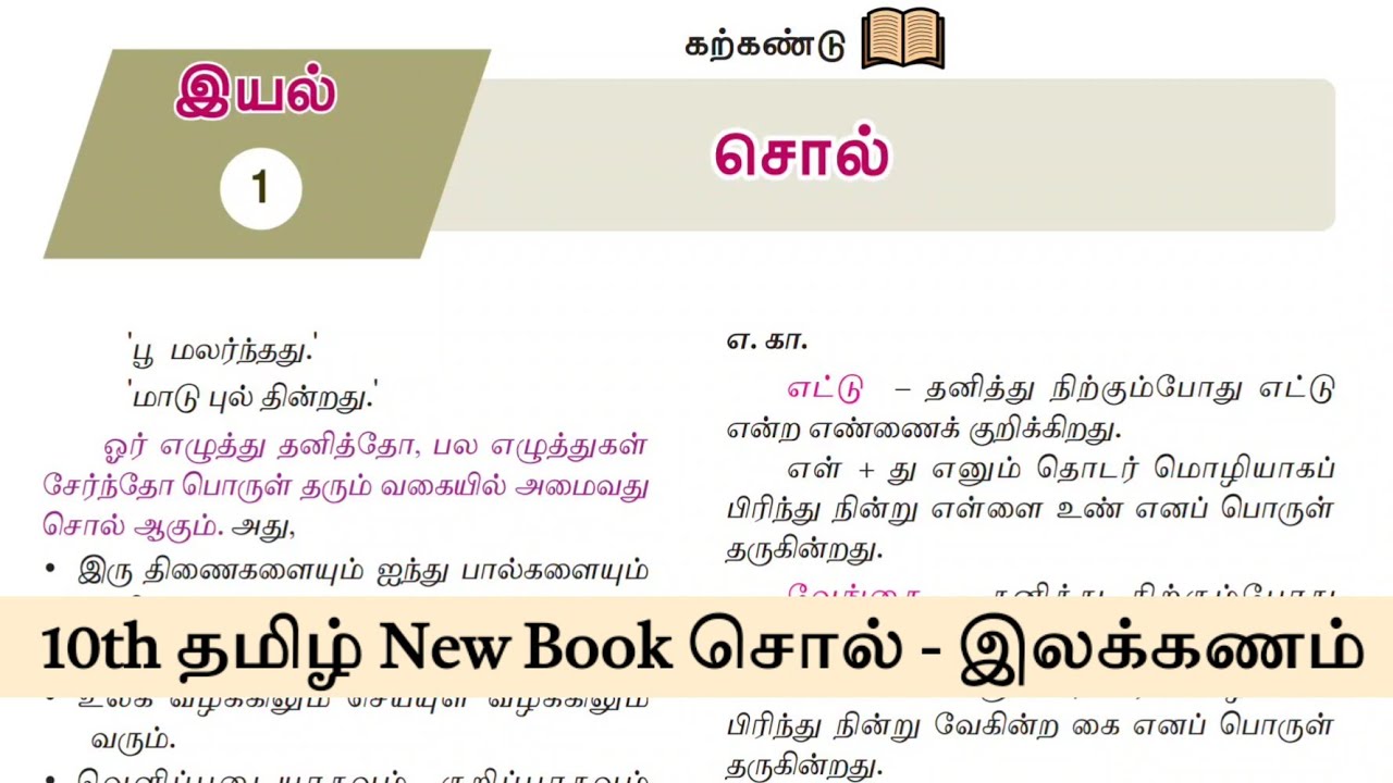 10th தமிழ் New Book | சொல் இலக்கணம் - இயல் 1 #tamil #newsyllabus