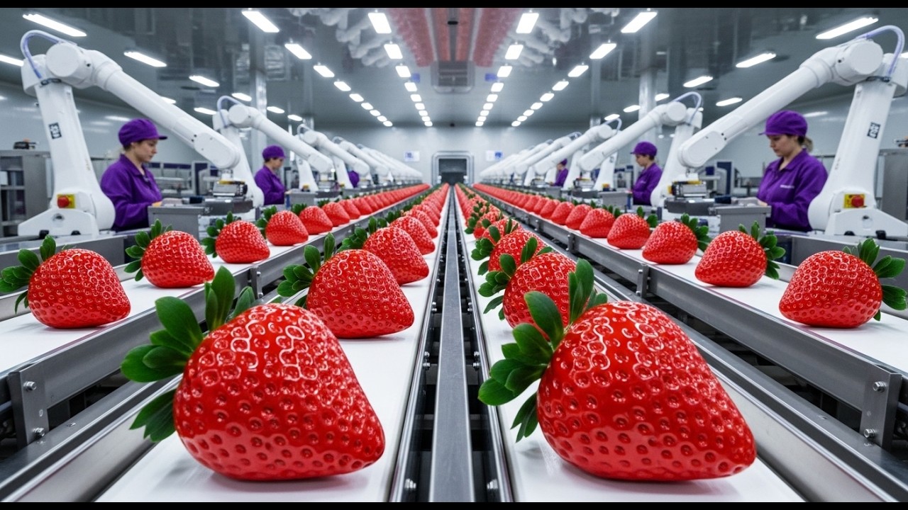 Inside a Modern Strawberry Production Factory: From Farm to Shops (The Whole Process)