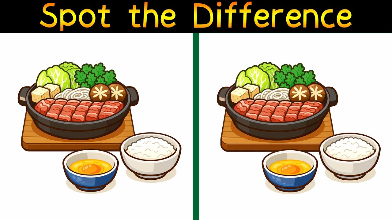 Spot the differences in a sukiyaki illustration