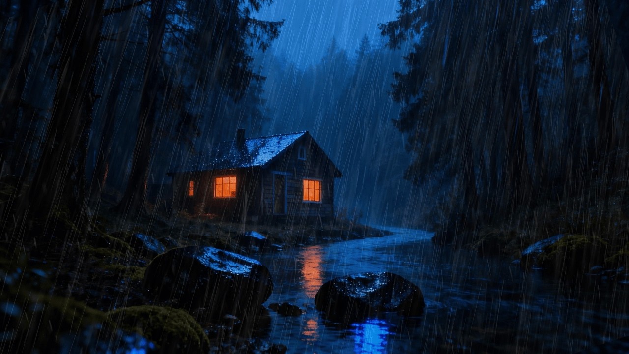 Gentle Rain Sounds for a Restful Night • Tiny Cabin Sanctuary