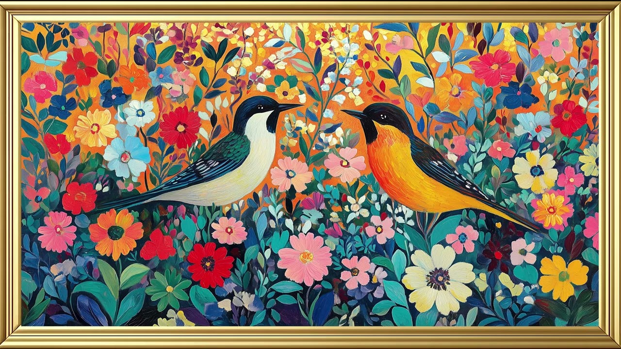 William Morris Two Birds Floral | 4K Vintage Art Screensaver Frame TV