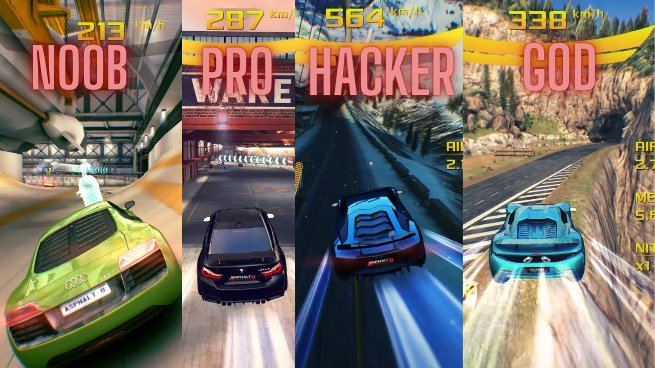 Asphalt 8 Noob vs Pro vs Hacker vs God