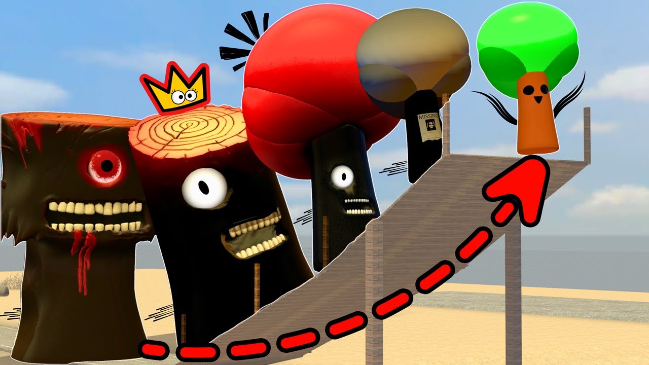 Who Has The Longest Jump Between All Phases Of Mr.Tree Sprunki In Garry's Mod?