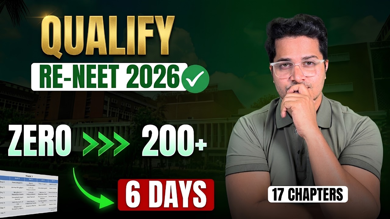 How to Qualify ReNEET 2026 in 6 Days from Zero 🚨 | Score 200+ Marks in NEET 2026 Strategy