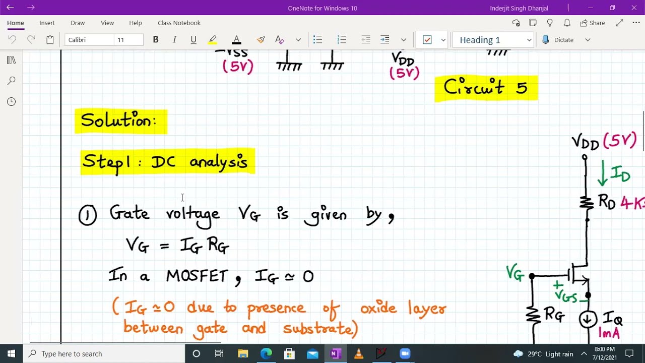 Discrete common Gate MOSFET Amplifier numerical and simulation using NMOS-E and PMOS-E