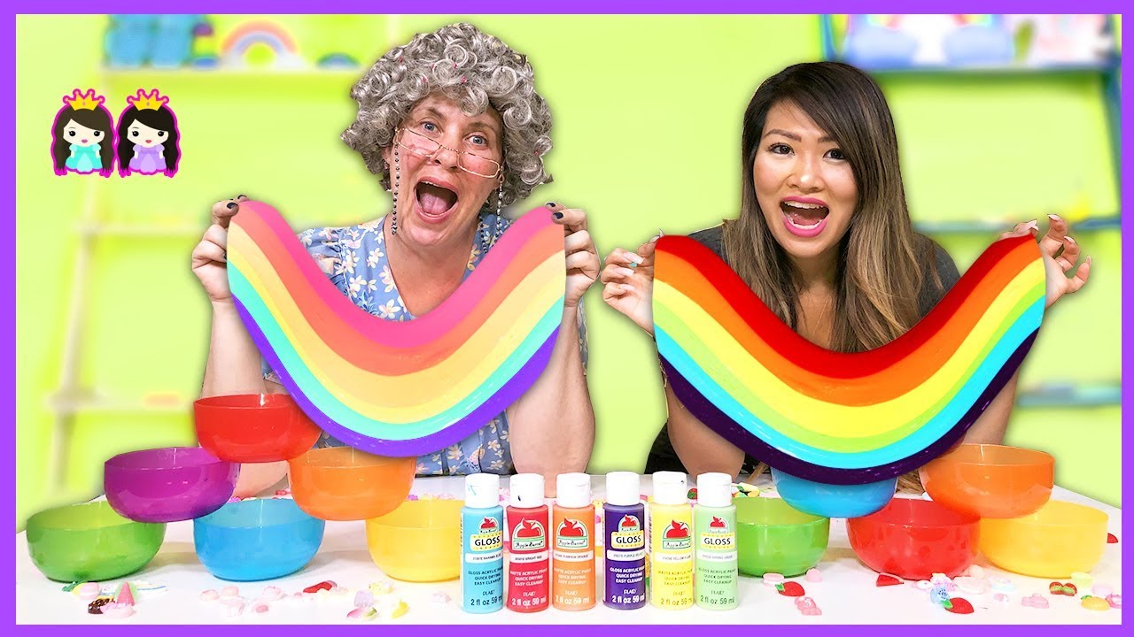 Rainbow Slime Challenge! DIY Satisfying Slime Race
