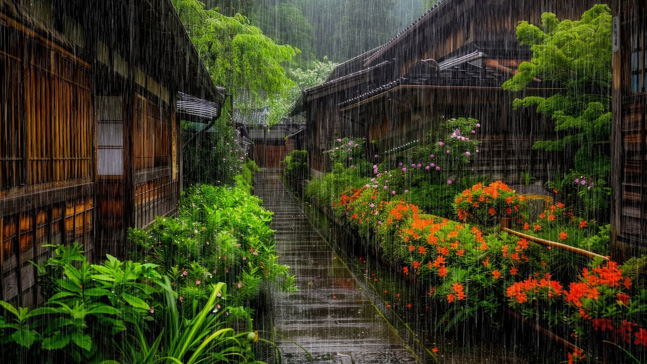 Calm your mind with the rainy atmosphere in the village 🌧️ Deep sleep and Stress Reliever