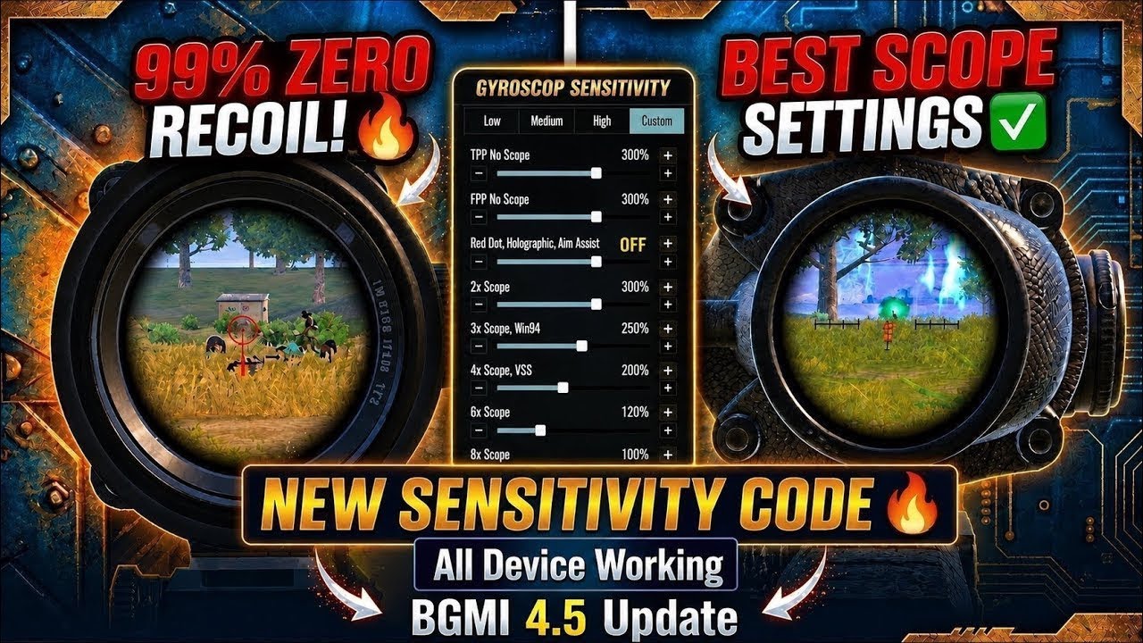 NEW UPDATE 4.5 CODE 🔥 PUBG MOBILE/BGMI SENSITIVITY SETTINGS 2026 | BEST SCOPE SENSITIVITY SETTINGS✅