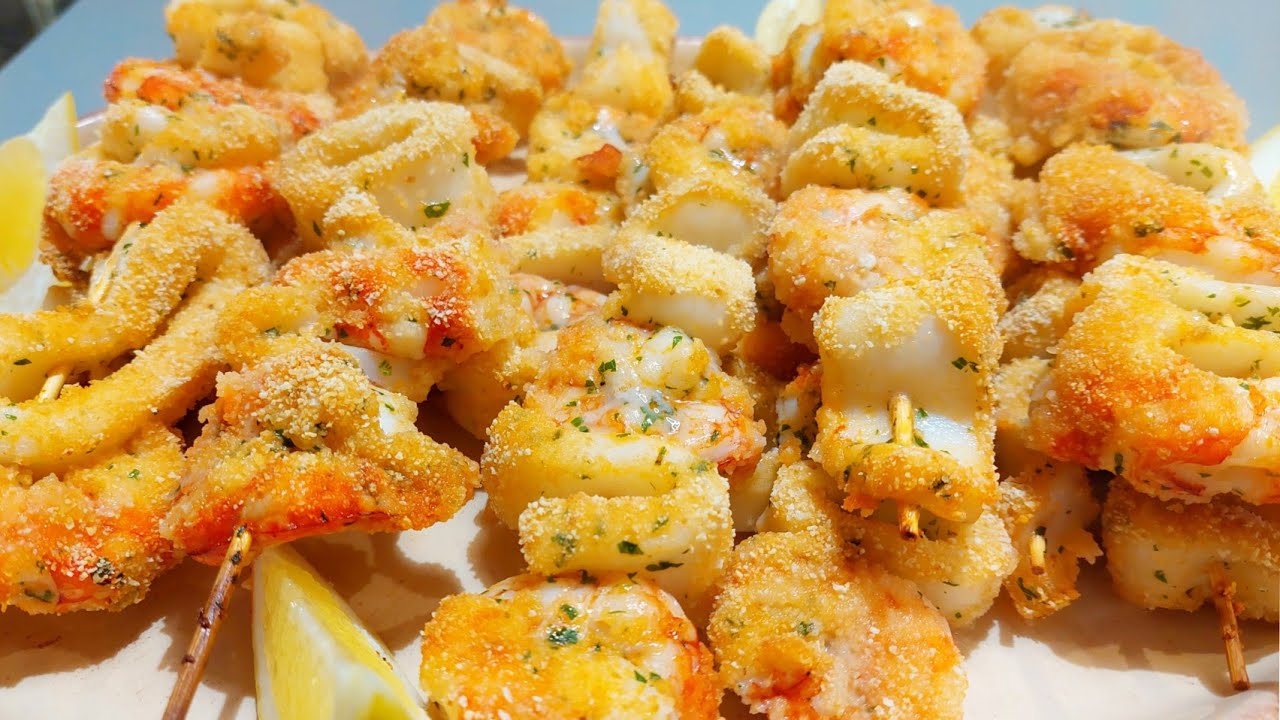 SPIEDINI DI PESCE  al  Forno ❗🍤 Gamberi e Totani