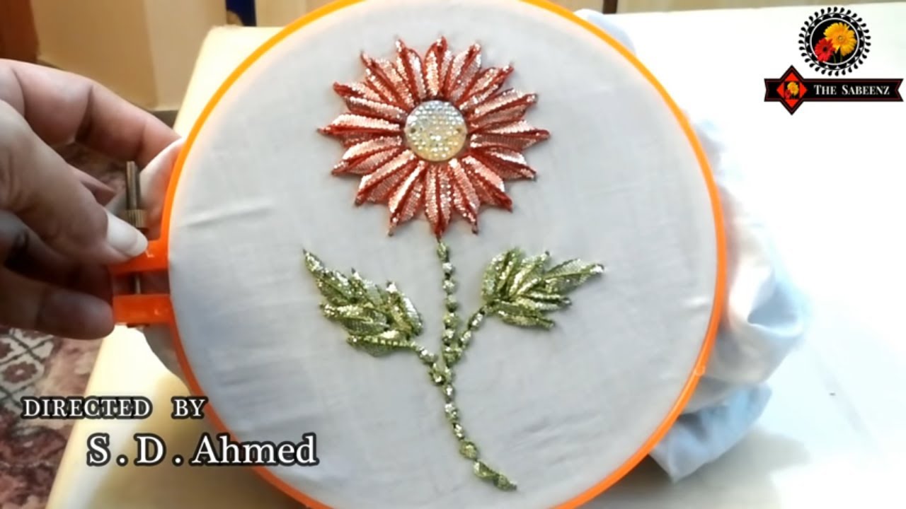 gota embroidery- gota patti flower with gota dhanak tutorial in urdu