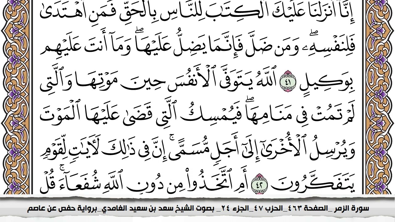سورة الزمر كاملة مكتوبة سعد الغامدي بدون اعلانات