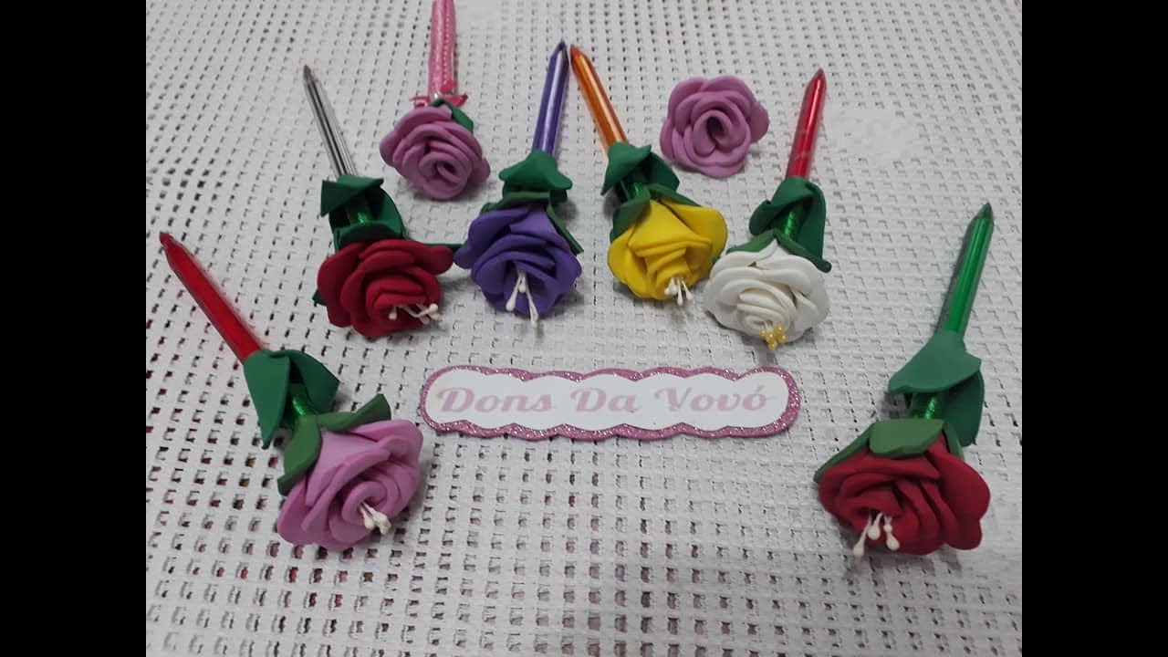 Caneta com Rosinha de Eva|FÁCIL de fazer.