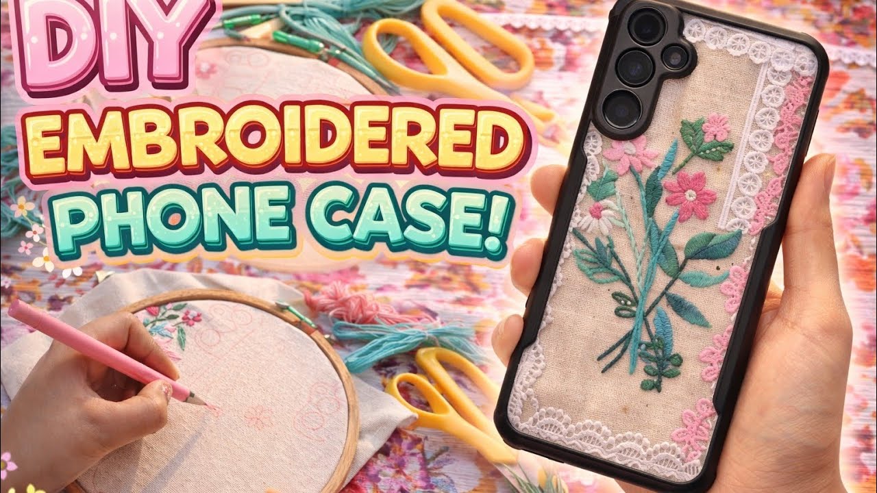 🌟 Make your own embroidered phone case💗| Easy DIY 