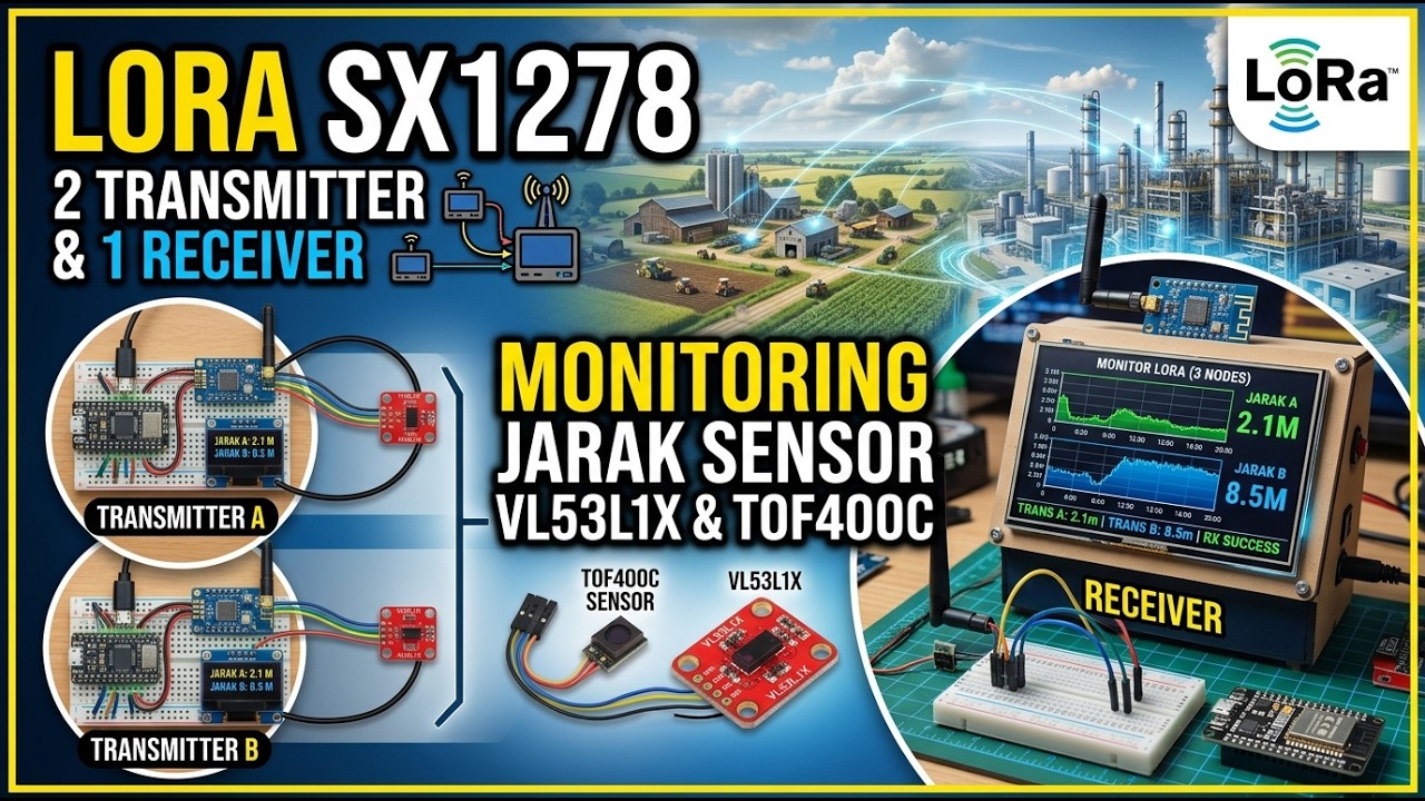 Komunikasi Lora SX1278 (2 Transmitter & 1 Receiver) Monitoring Jarak Sensor VL53L1X TOF400C