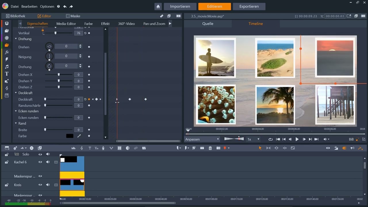 Pinnacle Studio - Videowand mit runder Kachel - Videoschnitt für Einsteiger
