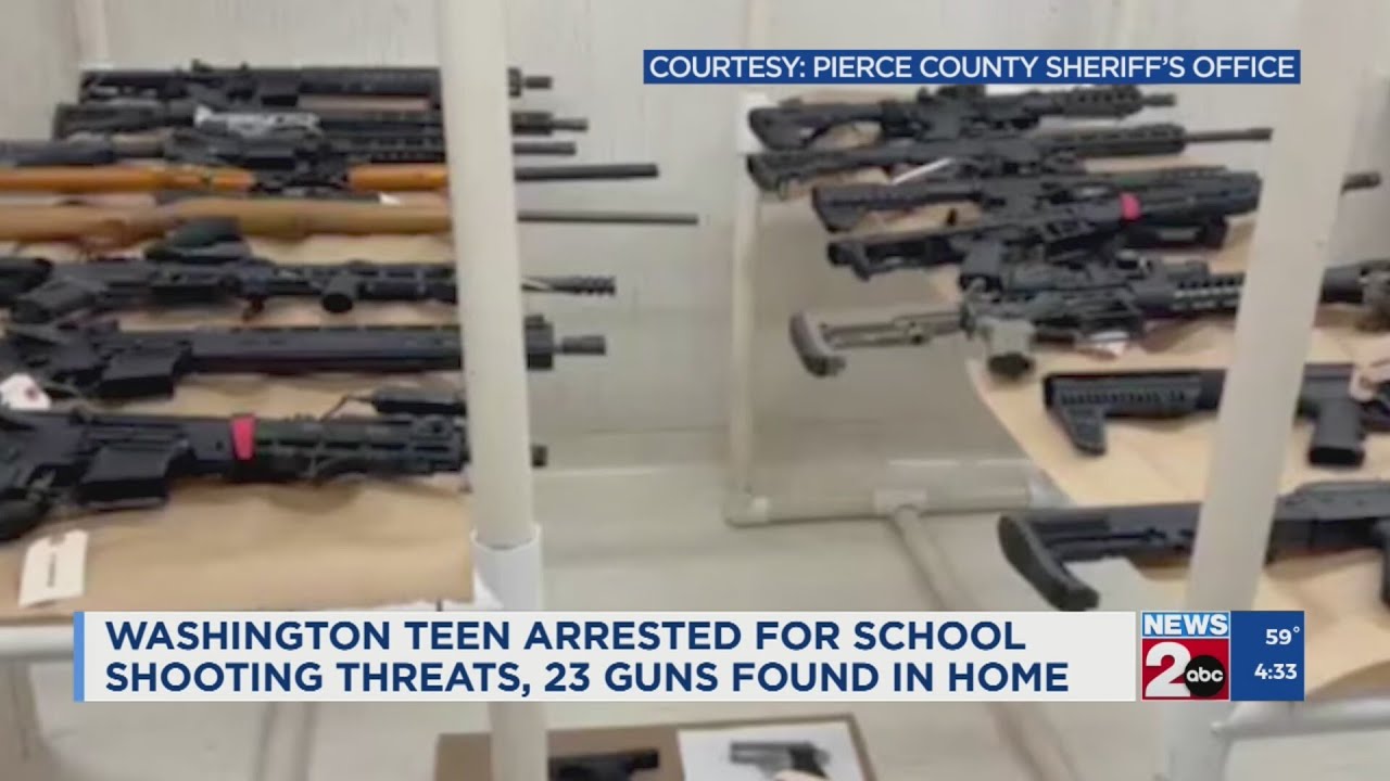 Washington teen arrested for school threats, 23 guns found in home