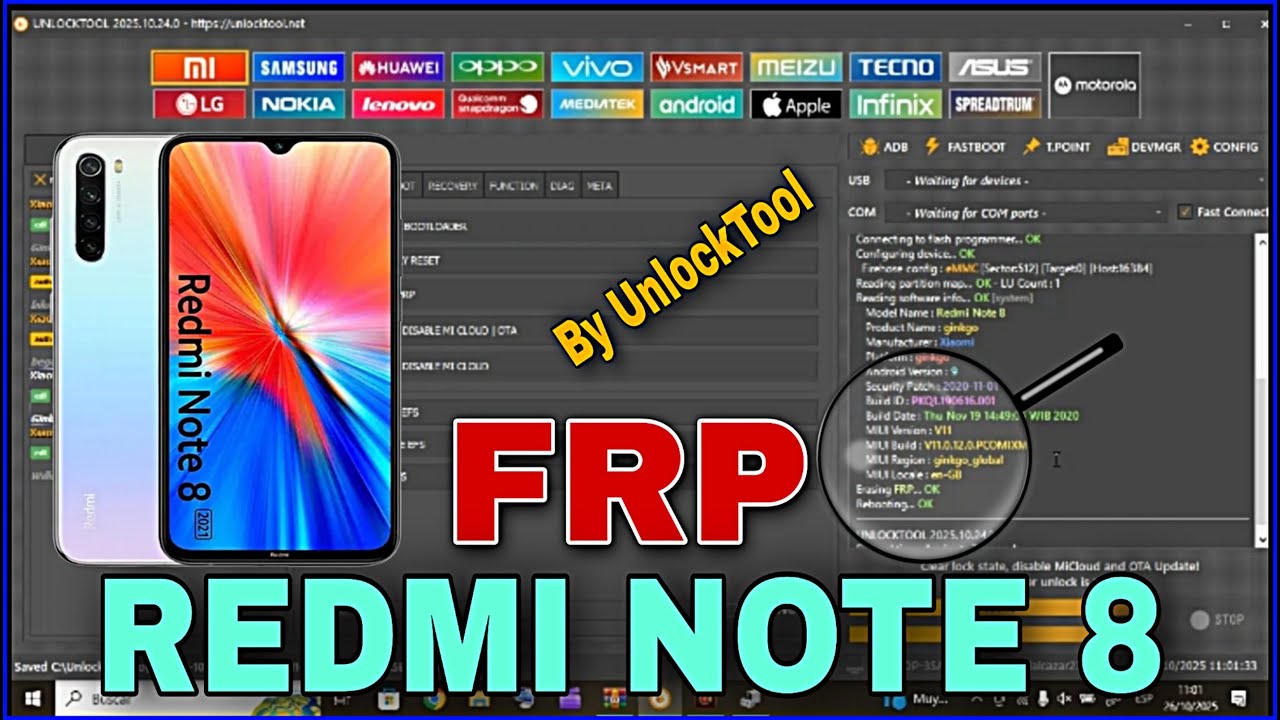 Frp REDMI NOTE 8 | By UnlockTool, Bypass Frp Xiaomi