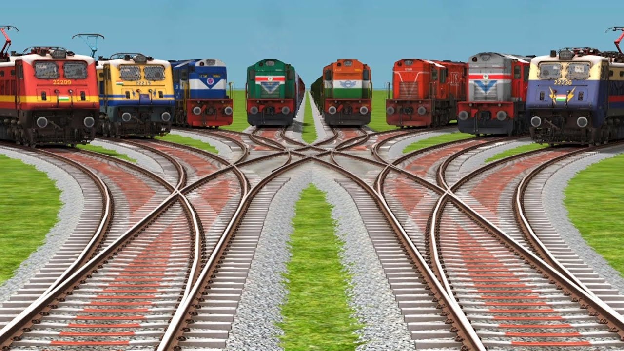 Trains Crossing Bumpy Railroad Tracks Simulator || Indian Railways Games For Toddlers Stream 