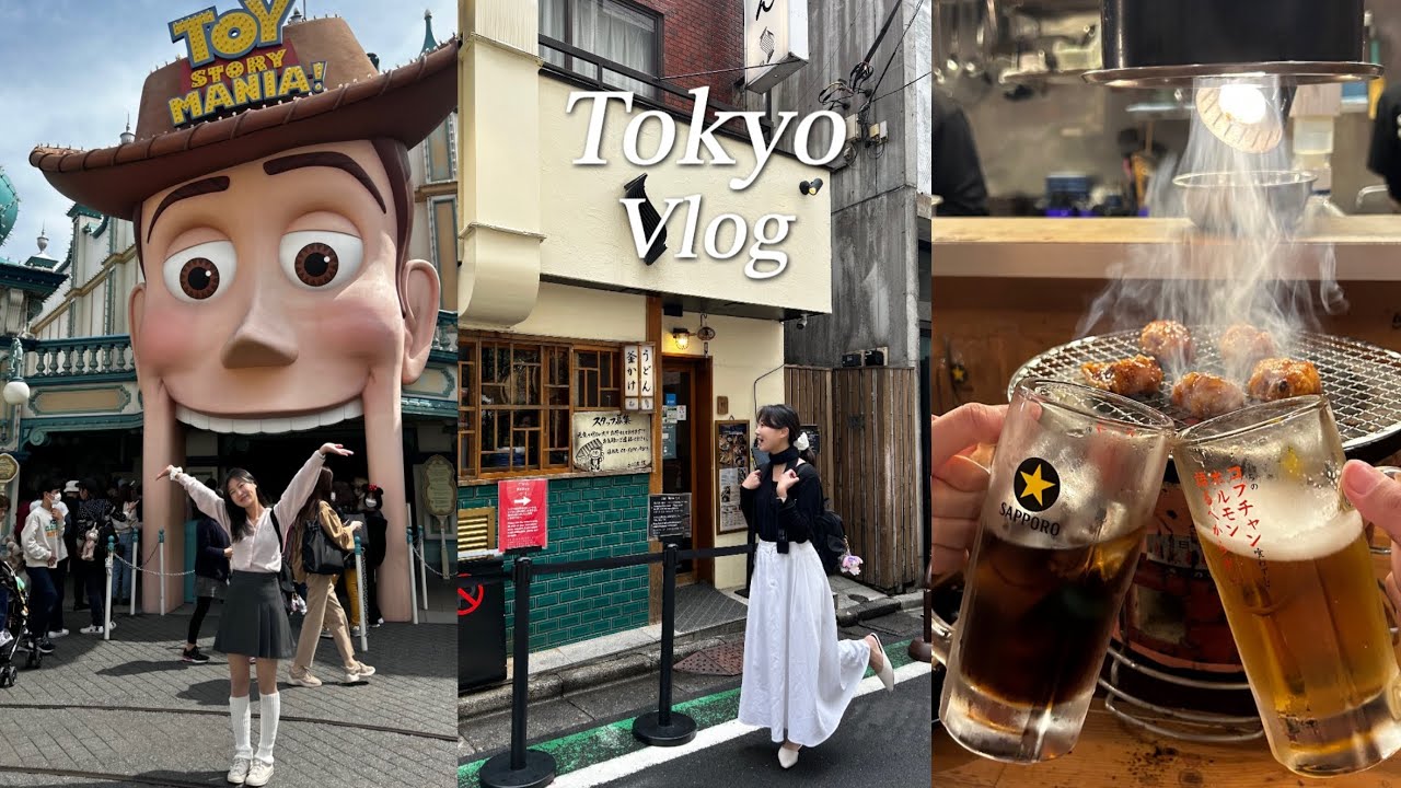 도쿄여행vlog🇯🇵::4박5일 일정, 도쿄찐맛집모음, 디즈니씨, 시부야스카이, 벚꽃구경, 편의점털기