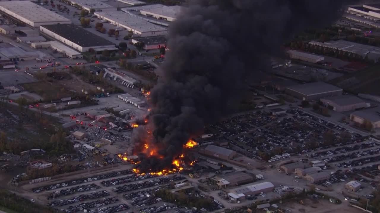 Aerials of UPS plane crash at Louisville airport