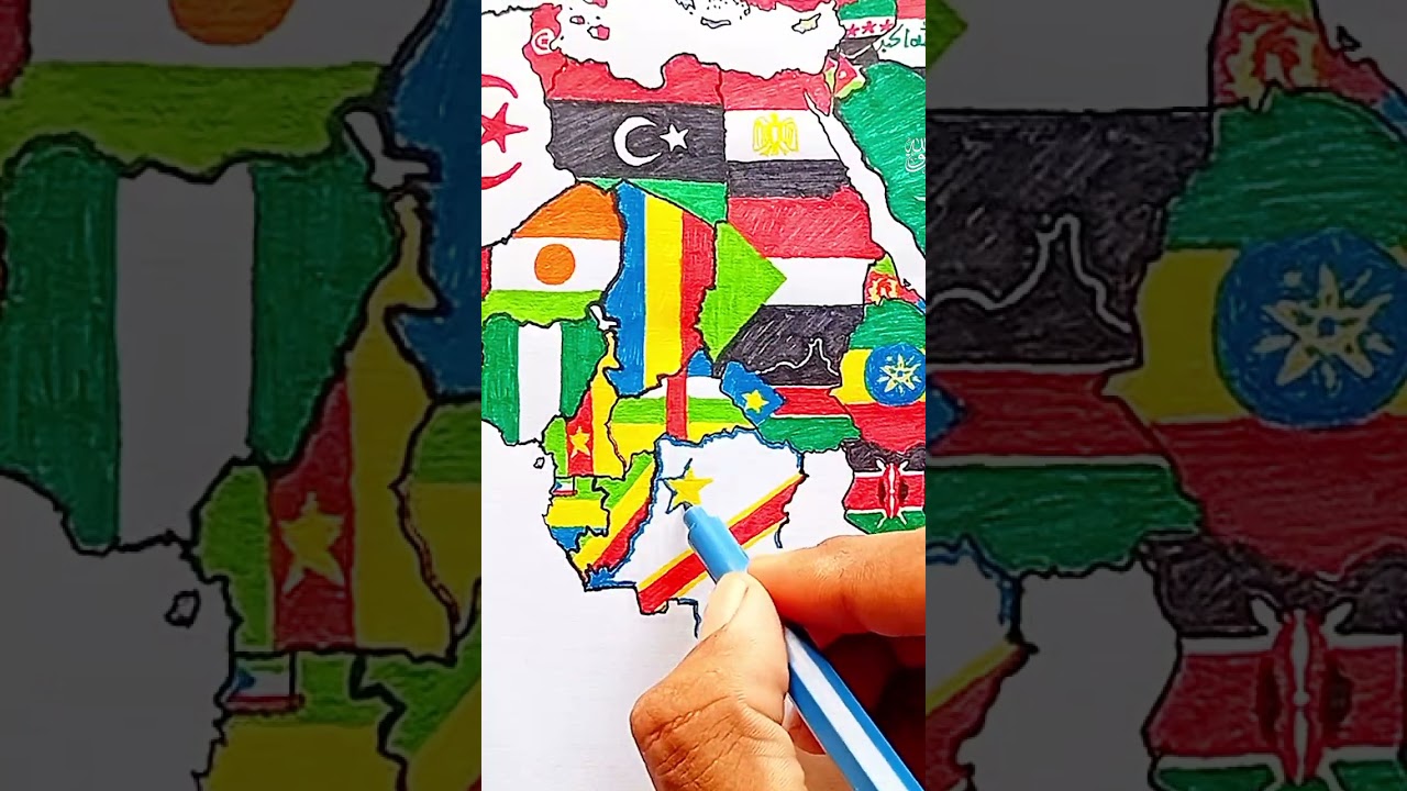 draw Flag Map of Democratic Republic of Congo 🇨🇩 #congo #democraticrepublicofcongo