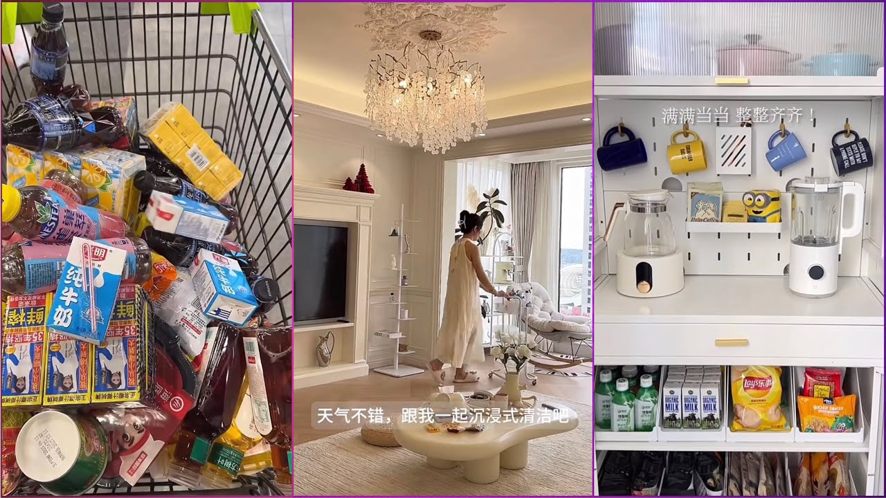 Groceries Shopping🎀 | Satisfying House Cleaning | Dish Cabinet Organization✨