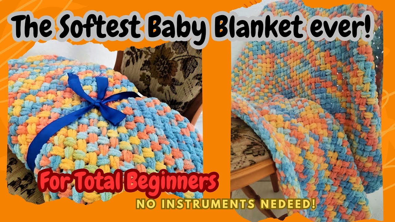 Perfect Loop Yarn Alize PUFFY FINE  Baby BLANKET Tutorial | EASY FINGER KNITTING 🤩. No Hook needed 👍