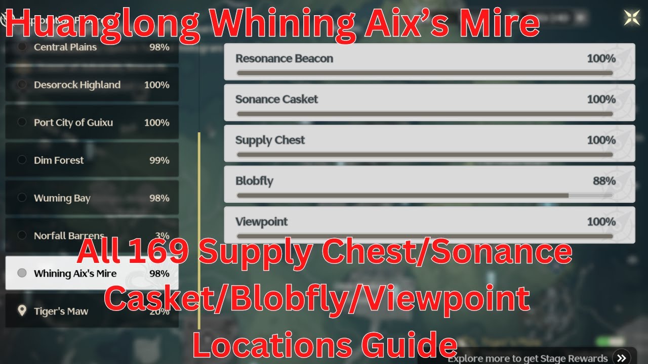 Whining Aix's Mire All 169 Supply Chest/Sonance Casket/Blobfly/Viewpoint Location【WutheringWaves1.0】