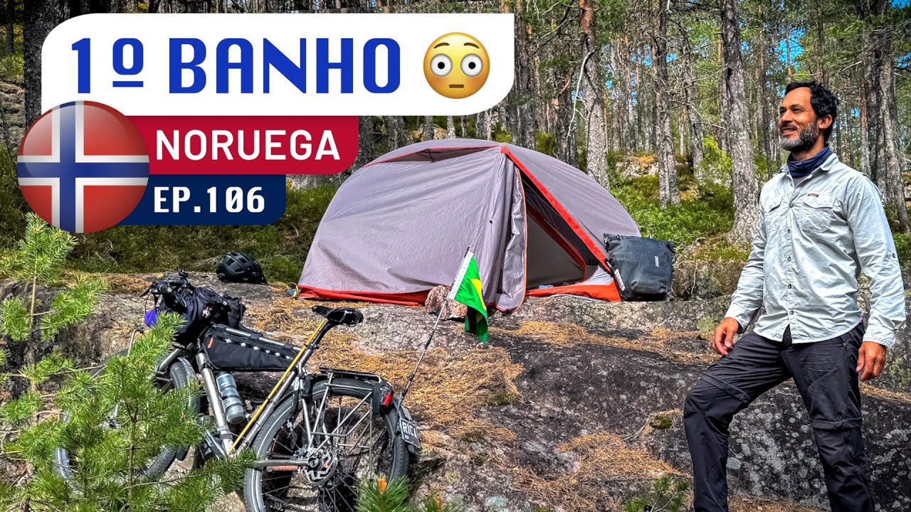 EP.106 - COMO É UM CAMPING NA NORUEGA? 🇳🇴 QUAL RELIGIÃO? PREÇOS DE MERCADO! VIAGEM DE BIKE.