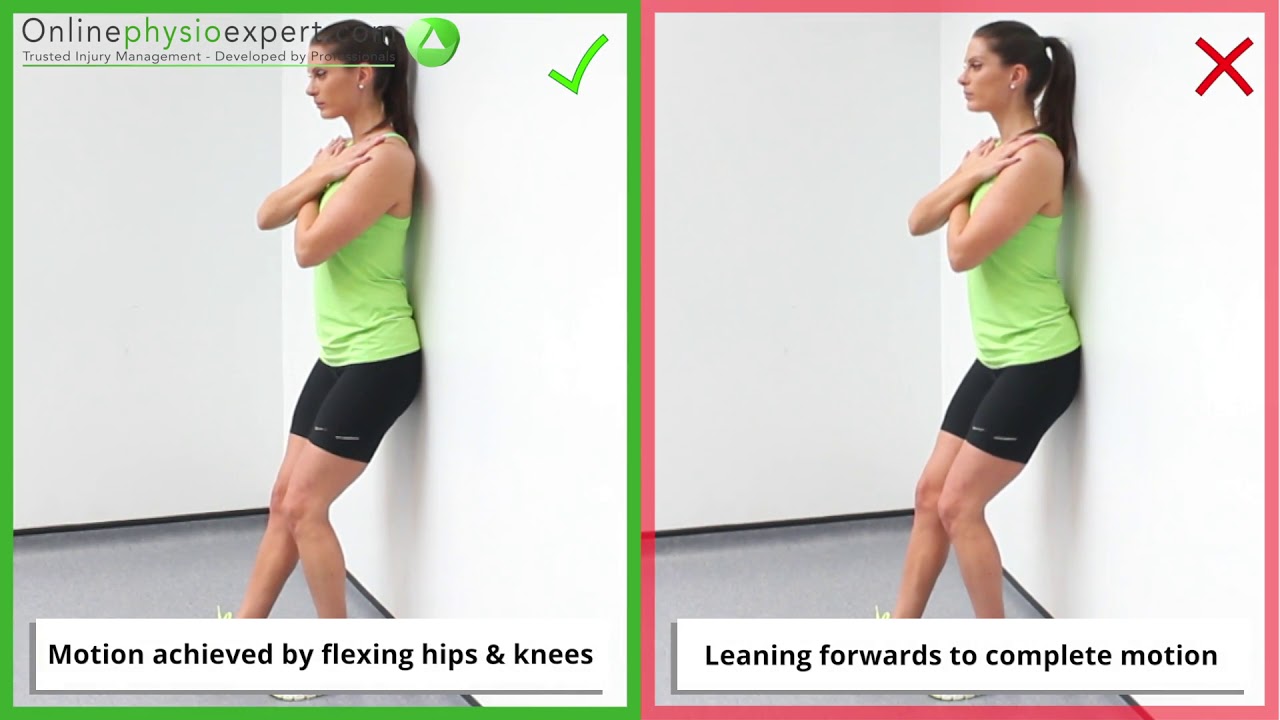 Wall Squat Strengthening Exercise Tutorial (Level 2) - ONLINE PHYSIO EXERCISES