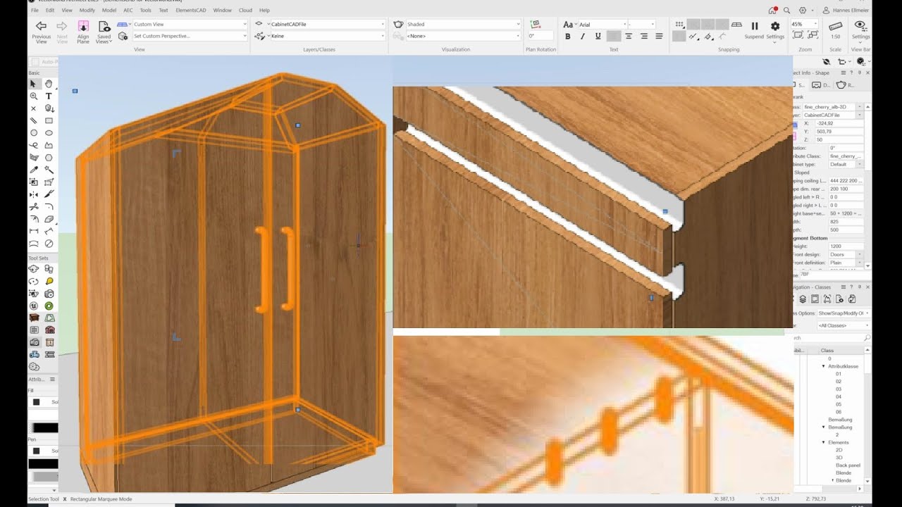 Interior CAD Cabinet Maker ElementsCAD for Vectorworks - a quick overview