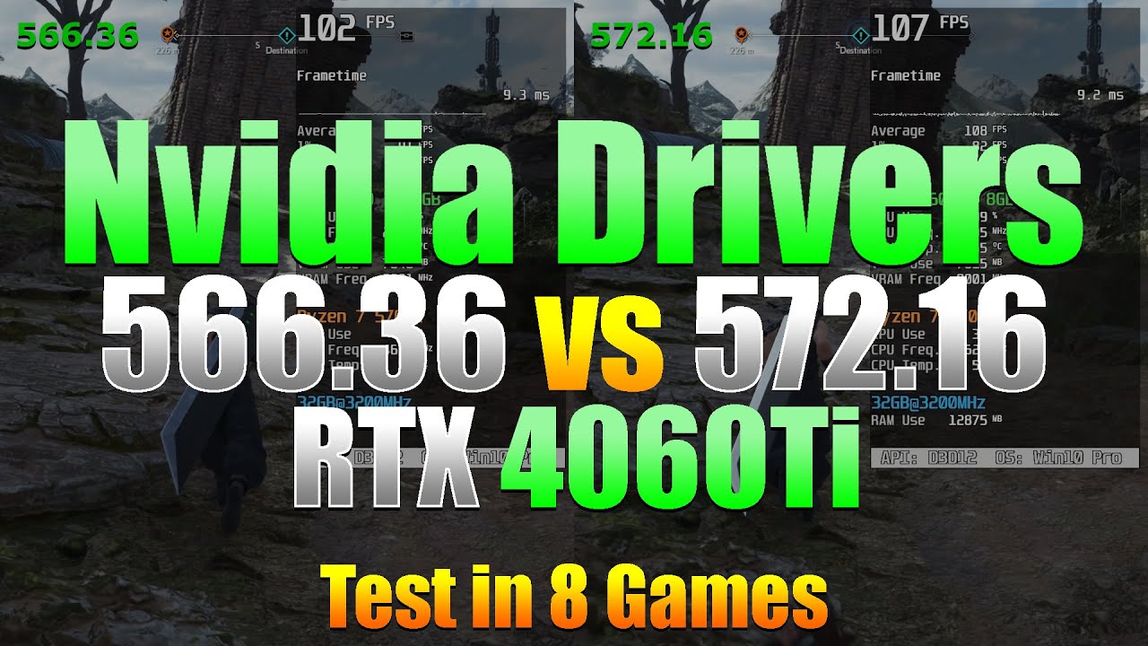 Nvidia Drivers - 566.36 vs 572.16 | RTX 4060Ti Test in 8 Games