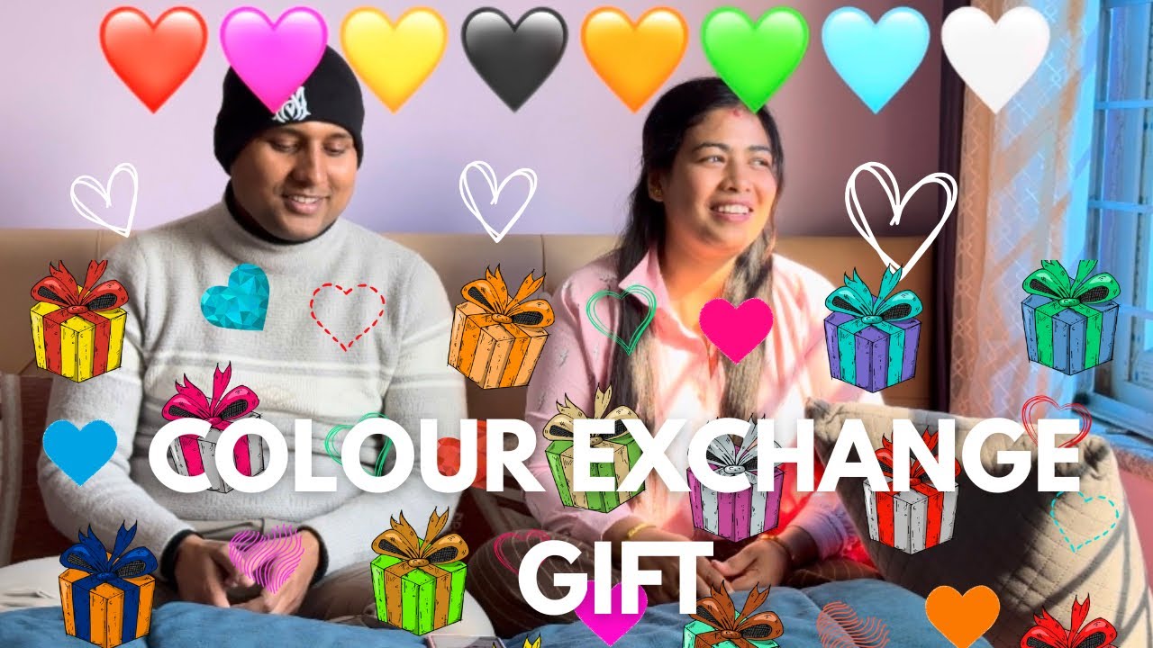 COLOUR GIFTS EXCHANGE❤️🩷💛🖤🧡💚🩵🤍  |Husband & wife | #foryou #couple #trending #subscribe #vlog #love 