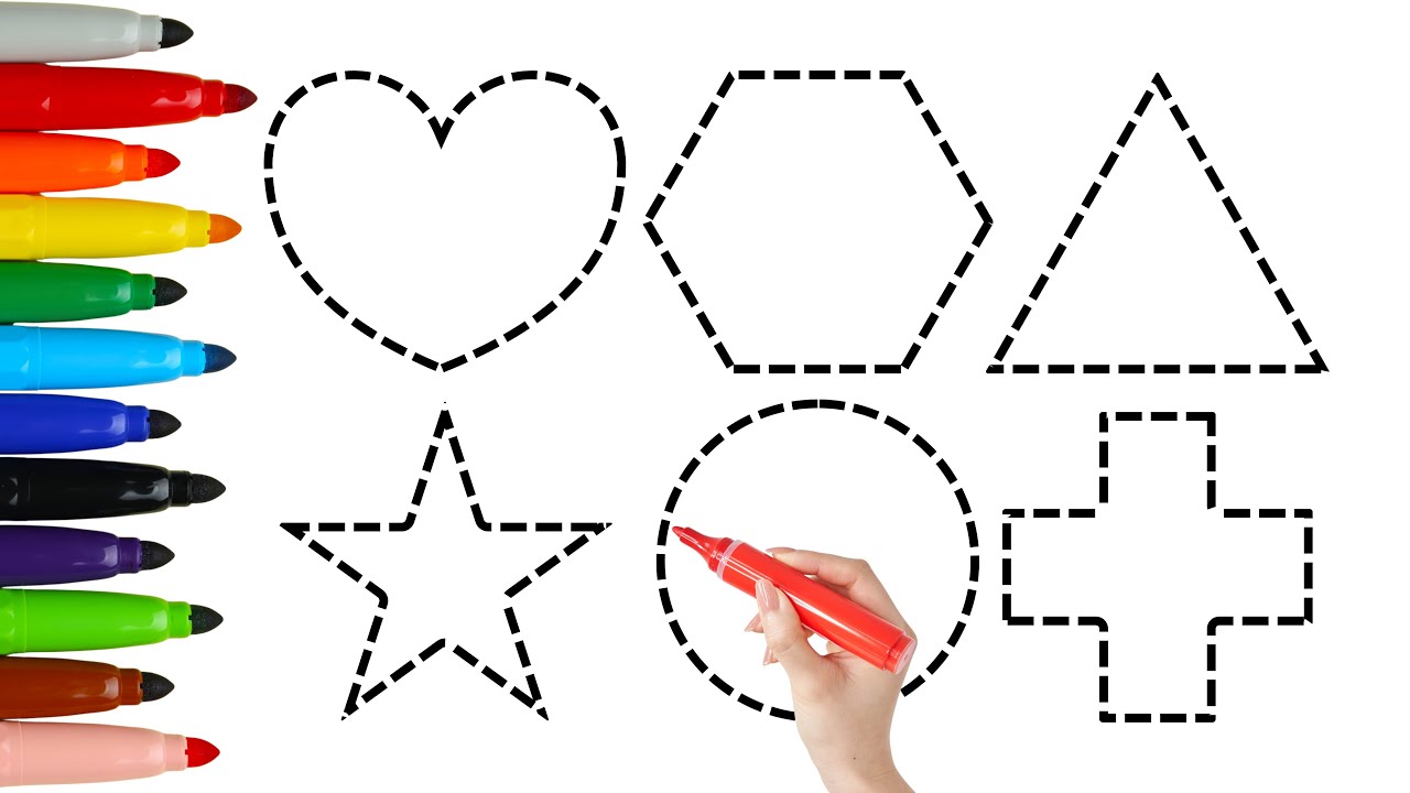 Shapes drawing for kids | Learn 2d shapes | Colors for toddlers | Preschool learning 