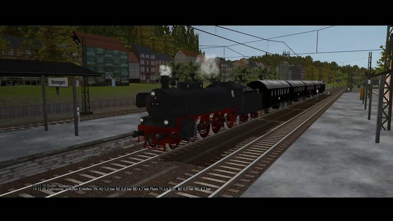 MSTS OpenRails DR BR38 1182  Donnerbüchsen von Rolandsbogen nach Remagen