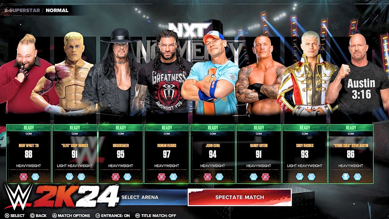 WWE 2K24 My First Ever Gameplay - WWE 2K24 Roman Reigns John Cena Undertaker Cody Rhodes Randy Orton
