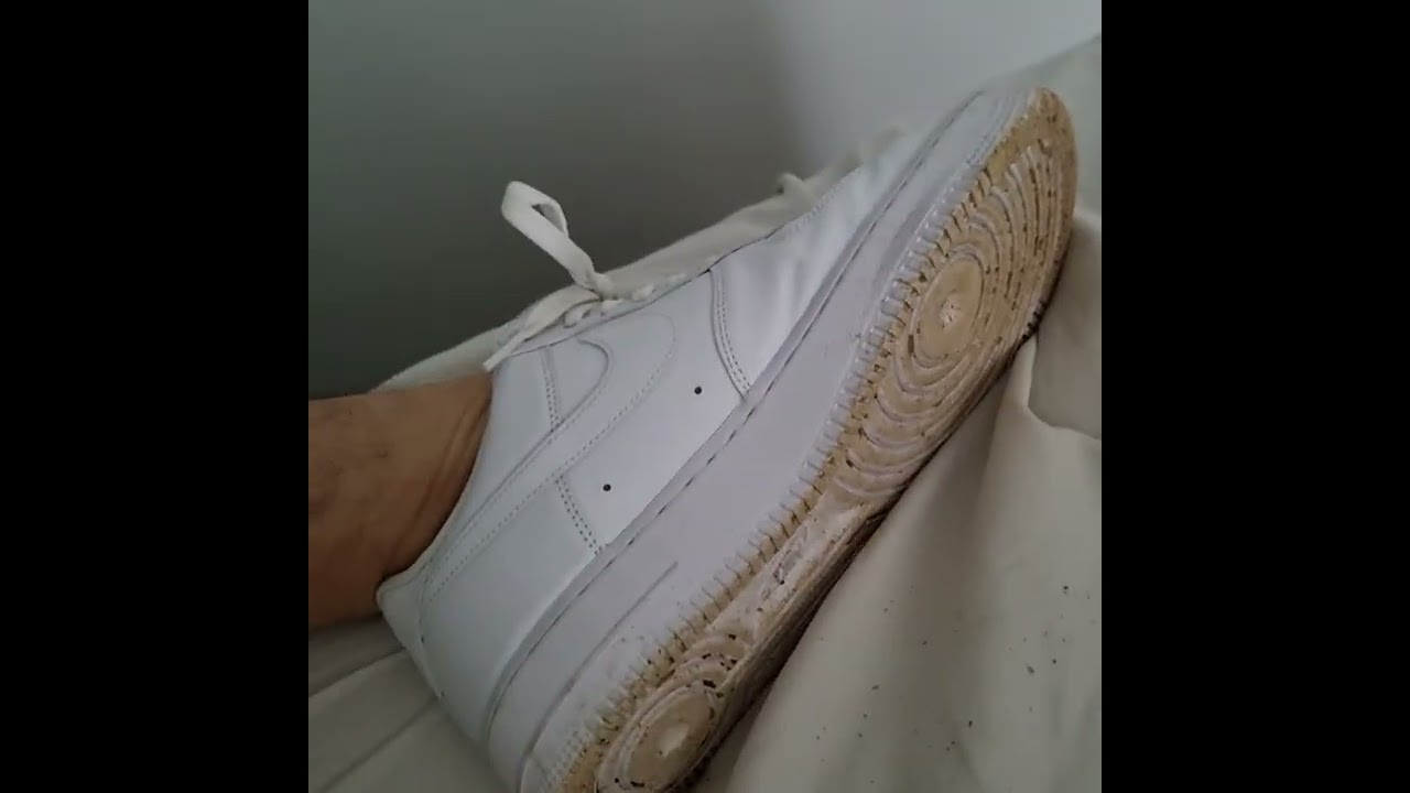 my dirty nikes on the bed, can someone clean them? #dirtynikes #sneaker #airforce1 #asmrshoes #asmr