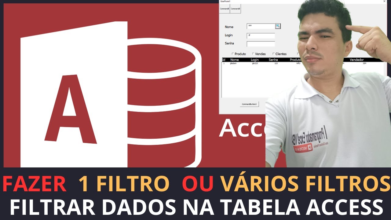 SISTEMA PARA LOJAS COM ACCESS, FAZER FILTRO OU VARIOS FILTROS EM TABELA ACCESS E CARREGAR EM LISTBOX