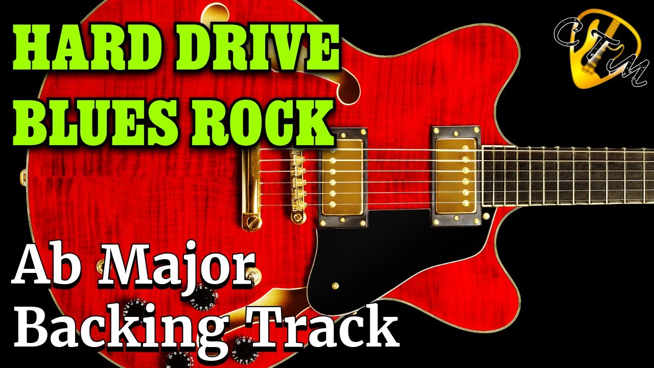 Hard(Drive)Blues Rock Guitar Backing Track in Ab(90 bpm)Train Beat