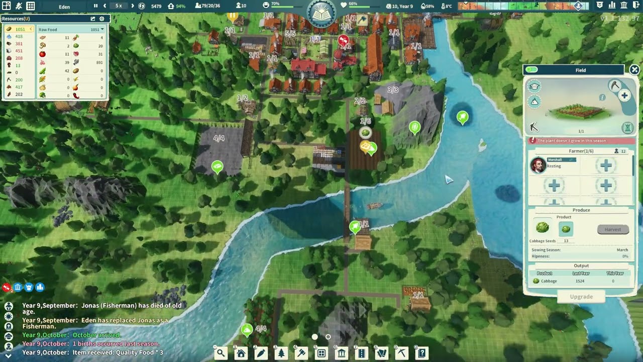 #9 SETTLEMENT SURVIVAL - Peaceful EDEN - Need more people, Low food & clothes /GAMEPLAY/