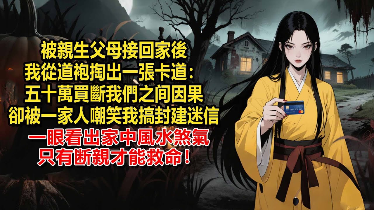 被親生父母接回家後，我從道袍掏出一張卡道：五十萬買斷我們之间因果。卻被一家人嘲笑我搞封建迷信，不料我可擁有顶級玄學世家傳承，一眼看出家中風水煞氣，只有断親才能救命！下一秒全家求我出手