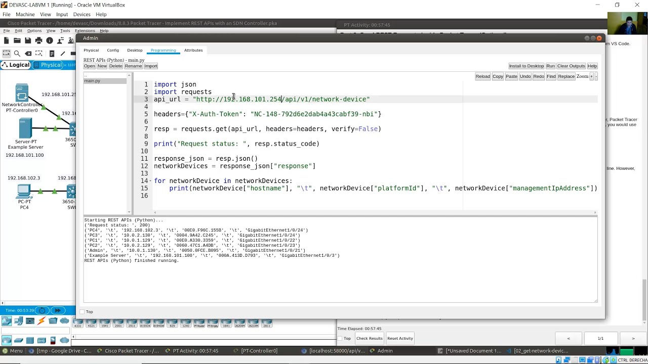 8.8.3 Packet Tracer - Implement REST APIs with an SDN Controller