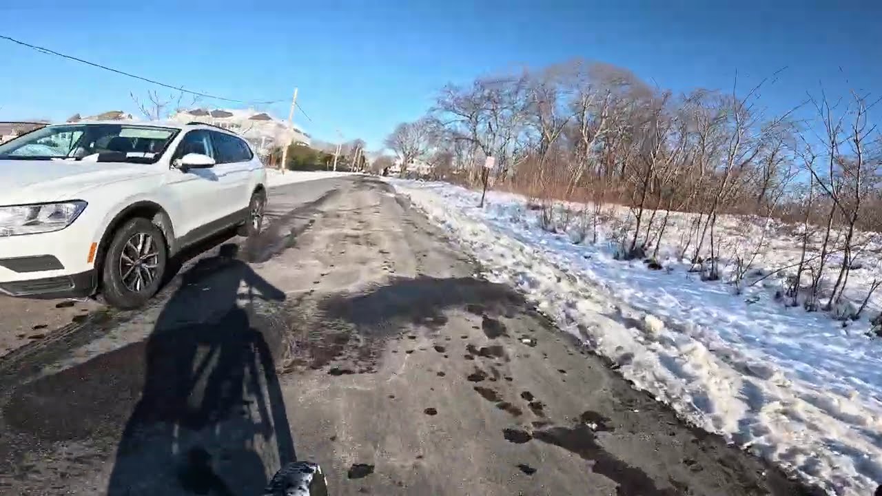 South Jamesport NY December 16,2025  Bicycle ride after the snow
