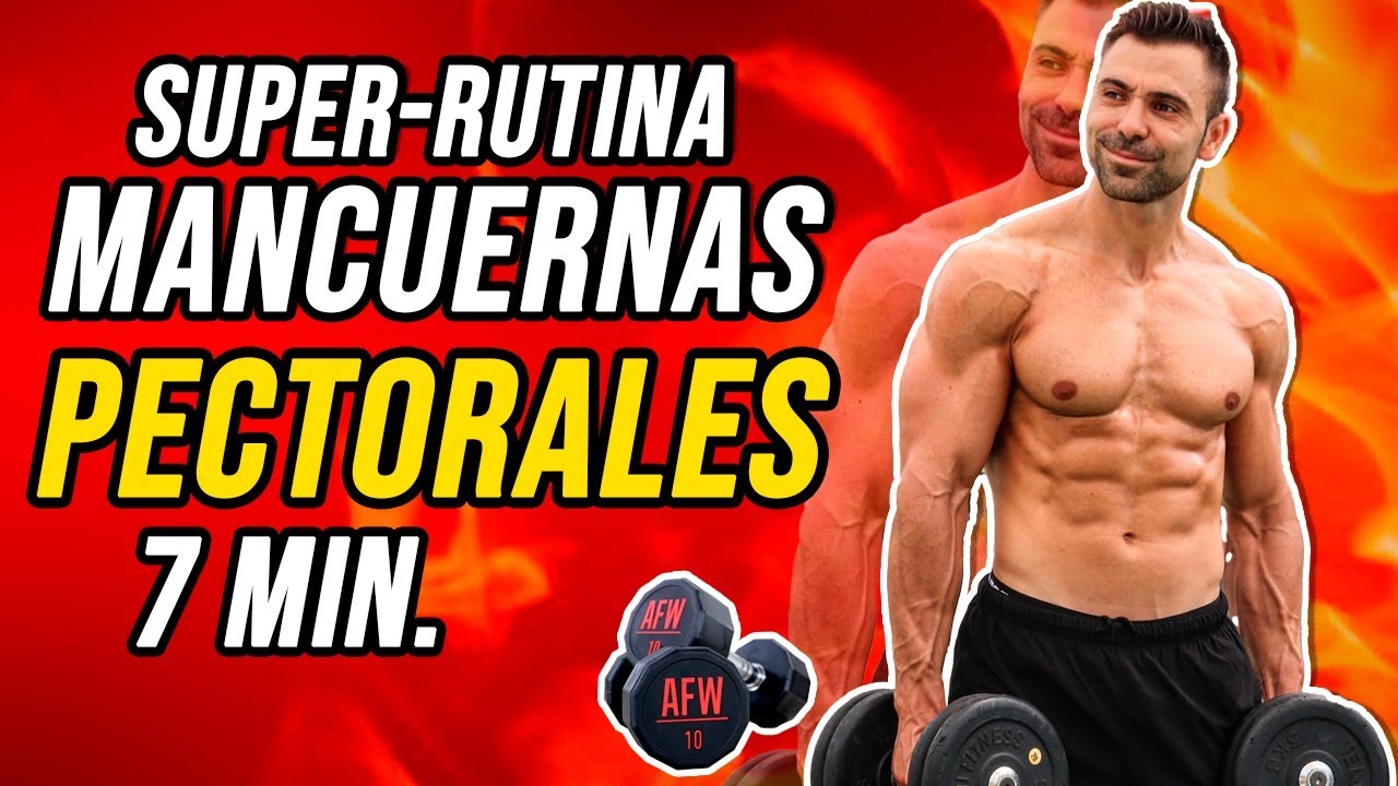 ➤ RUTINA de PECHO con MANCUERNAS || Pectorales en casa 🏠 [7 Min.]