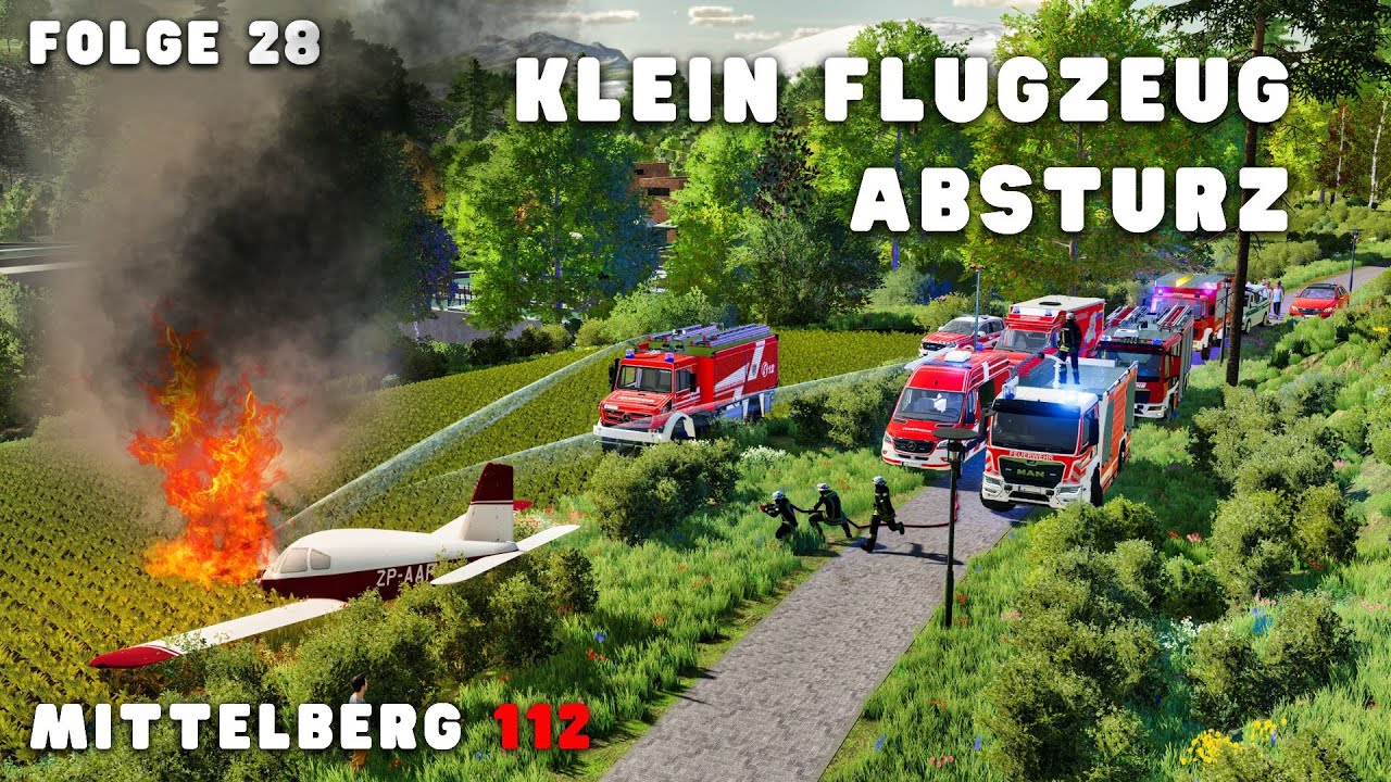 MITTELBERG 112 - KLEIN FLUGZEUG STÜRZT AB und BRENNT! GROSSALARM für die FEUERWEHR