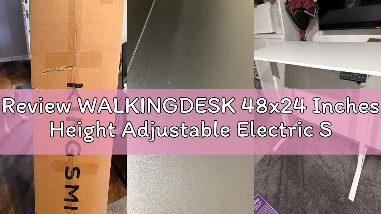 Review WALKINGDESK 48x24 Inches Height Adjustable Electric Standing Desk with 2 Hooks for Home Offic