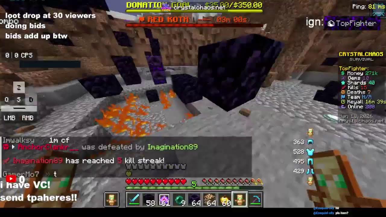 donut smp live | 300k per base rating bases and 50m loot drop at 30 viewers and doing auctions